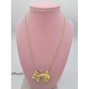 Kendra Scott x LoveShackFancy Gold Big Bow Necklace NWT w/Slide Adjuster & Dusty